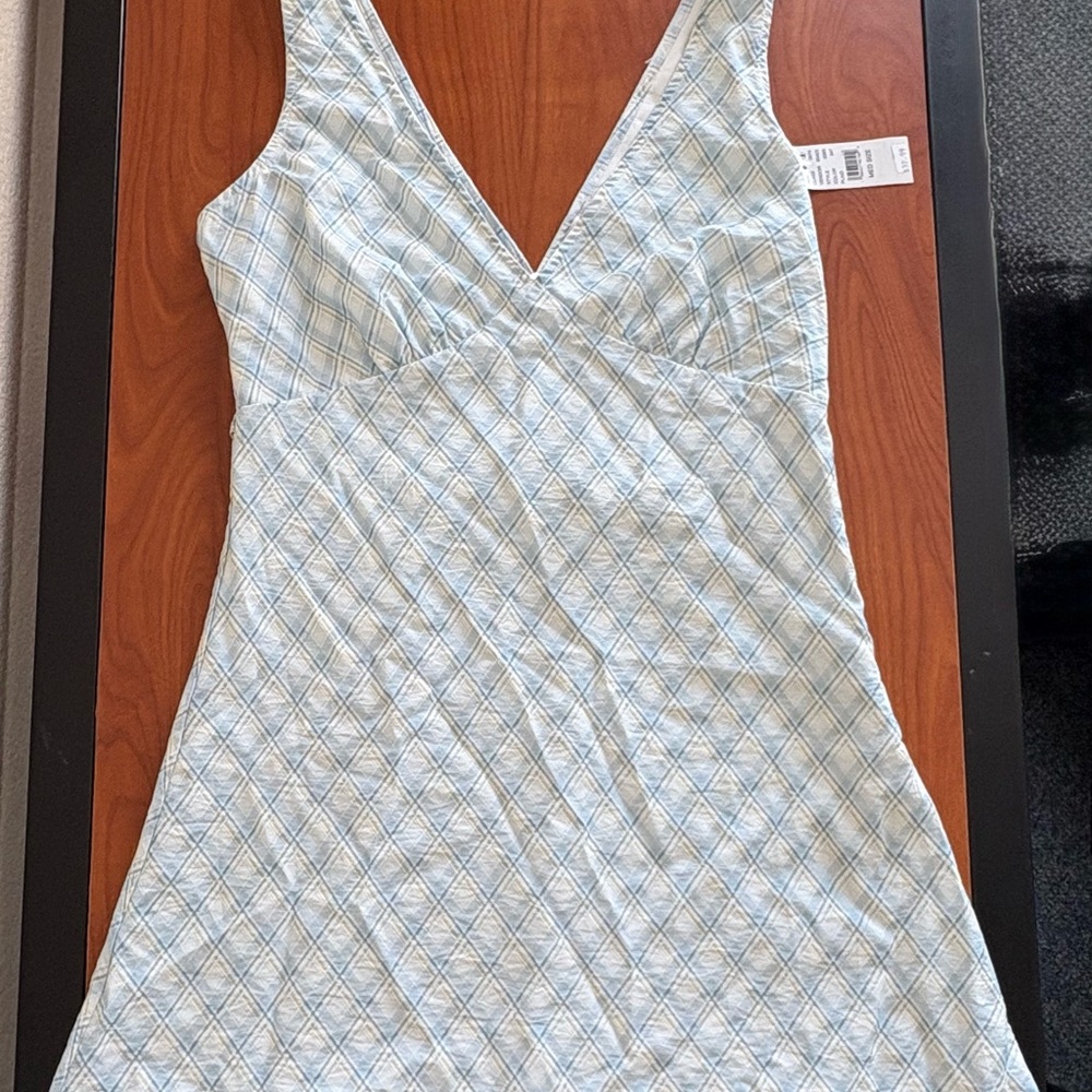 Your Favorite Plaid Deep V Neck Mini Dress NWT